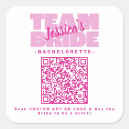 QR Code Junggeselinnen-Abschied Kaufen Drink Team  Quadratischer Aufkleber