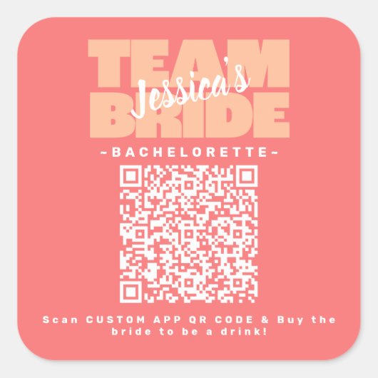 QR Code Junggesellinnenabschied Getränk kaufen Tea Quadratischer Aufkleber (Vorderseite)