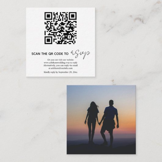 QR-Code Kalligrafie UAWG Hochzeit Begleitkarte (Vorne/Hinten)