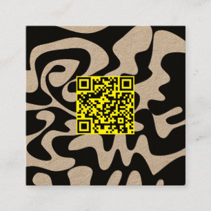 QR-Code Kanariengelb Retro Groovy Schlängellinien Quadratische Visitenkarte