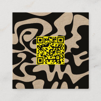 QR-Code Kanariengelb Retro Groovy Schlängellinien  Quadratische Visitenkarte