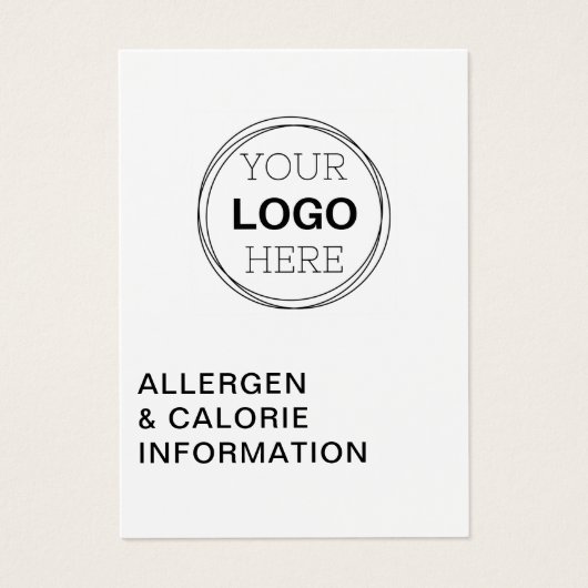 QR-Code-Karte für Allergie-Kalorieninformationen (Vorderseite)