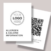 QR-Code-Karte für Allergie-Kalorieninformationen
