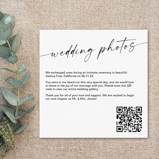 QR-Code-Karte für Hochzeiten-Fotos Begleitkarte