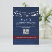 QR-Code-Karte für Navy Blue Wedding Begleitkarte (Stehend Vorderseite)