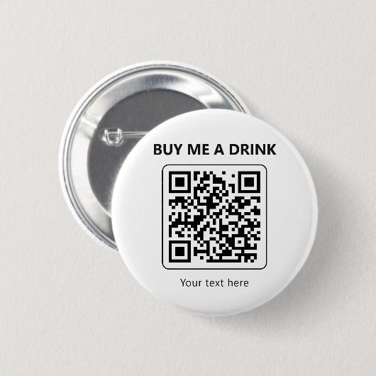 QR-Code Kauf mir ein Getränk Minimale Party-Zahlun Button (Vorne & Hinten)