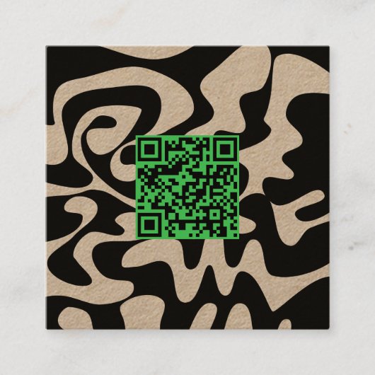 QR Code Kelly Green Retro Groovy Squiggles Kraft Quadratische Visitenkarte (Vorderseite)