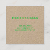 QR Code Kelly Green Retro Groovy Squiggles Kraft Quadratische Visitenkarte (Rückseite)