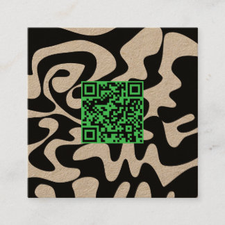 QR-Code Kelly Grün Retro Groovy Squiggles Kraft Quadratische Visitenkarte