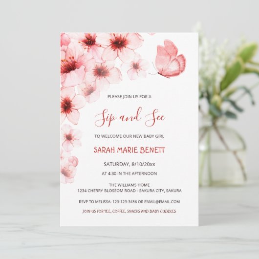 QR Code Kirry Blossoms Wasserfarbe Kinderdusche Einladung (Stehend Vorderseite)