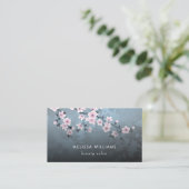 Qr Code | Kirschblüten Dunkle Floral Visitenkarte (Stehend Vorderseite)