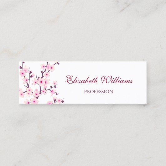 QR Code Kirschblüten Rosa Weiß Mini Visitenkarte (Vorderseite)