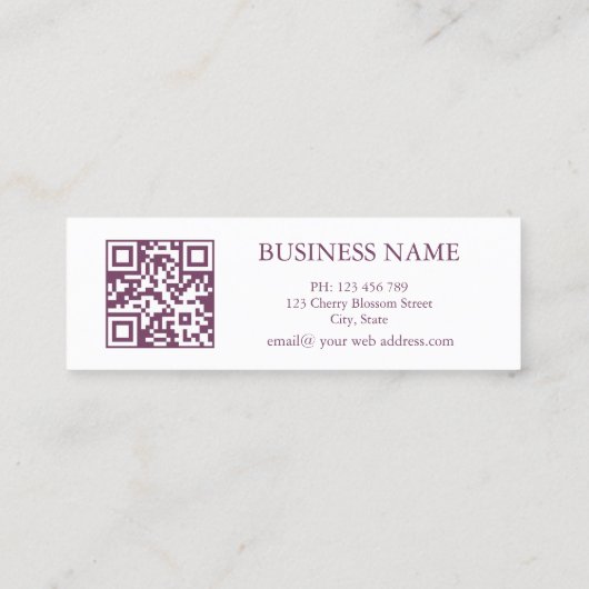 QR Code Kirschblüten Rosa Weiß Mini Visitenkarte (Rückseite)