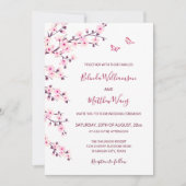 QR-Code | Kirschblüten Rosa Weiße Hochzeit Einladung (Vorderseite)