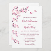 QR-Code | Kirschblüten Rosa Weiße Hochzeit Einladung (Vorne/Hinten)