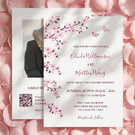 QR-Code | Kirschblüten Rosa Weiße Hochzeit Einladung