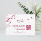 QR-Code | Kirschblüten RSVP Begleitkarte (Stehend Vorderseite)