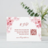 QR-Code | Kirschblüten RSVP Begleitkarte (Stehend Vorderseite)