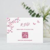 QR-Code | Kirschblüten RSVP Begleitkarte (Stehend Vorderseite)