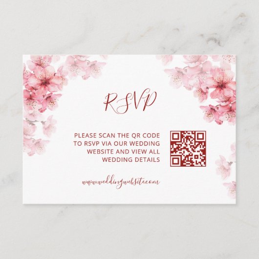 QR-Code | Kirschblüten RSVP Begleitkarte (Vorderseite)