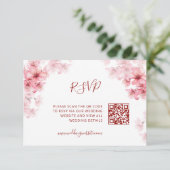 QR-Code | Kirschblüten RSVP Begleitkarte (Stehend Vorderseite)