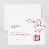 QR-Code | Kirschblüten RSVP Begleitkarte (Vorne/Hinten)
