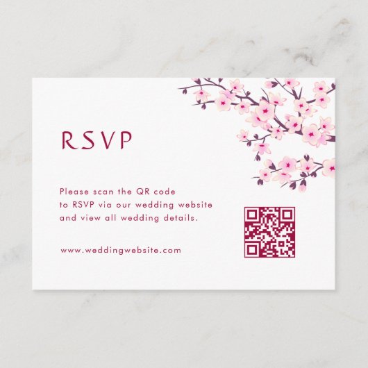 QR-Code | Kirschblüten RSVP Begleitkarte (Vorderseite)