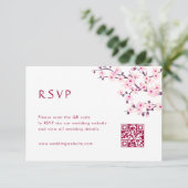 QR-Code | Kirschblüten RSVP Begleitkarte (Stehend Vorderseite)