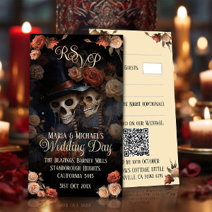 QR Code Kissing Skelette UAWG Gothic Wedding Begleitkarte