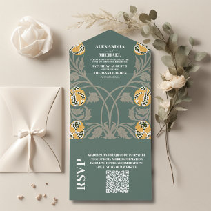 QR-Code Klassisch Art Nouveau Hochzeit All In One Einladung