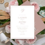 QR Code Klassische Dusty Rose Script Monogram Wedd Einladung