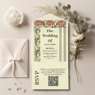 QR Code Klassische Jugendstil-Hochzeit All In One Einladung