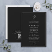 QR Code Klassische Schwarz-Weiß-Monogramm-Hochzeit Einladung