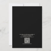 QR-Code Klassische Schwarze und Elfenbein-Monogram Einladung (Rückseite)
