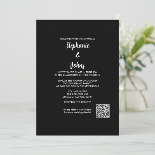 QR Code Klassisches Schwarz-weißes Skript 2024 Hoc Einladung (Stehend Vorderseite)