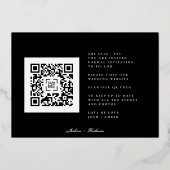 QR-Code Klassisches Schwarzes Streifen-Foto Save t Folieneinladung (Rückseite)