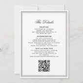 QR-Code klassisches Wappen Monogramm schwarz weiß Einladung (Rückseite)