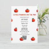 QR Code Kleine Kürbis auf dem Weg Babydusche Einladung (Stehend Vorderseite)