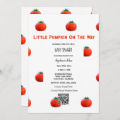 QR Code Kleine Kürbis auf dem Weg Babydusche Einladung (Vorne/Hinten)