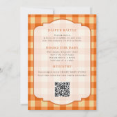 QR-Code kleiner Kürbis orange Gingham-Baby-Party Einladung (Rückseite)