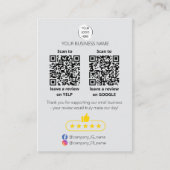 QR-Code Kleinunternehmen Bewertung GOOGLE und YELP Visitenkarte (Vorderseite)