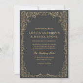 QR Code Kohle Grau Foto Minimalistische Hochzeit Einladung (Vorderseite)