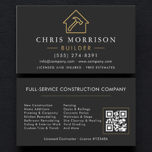 QR-Code-Konstruktions-Builder Schwarz Gold Visitenkarte