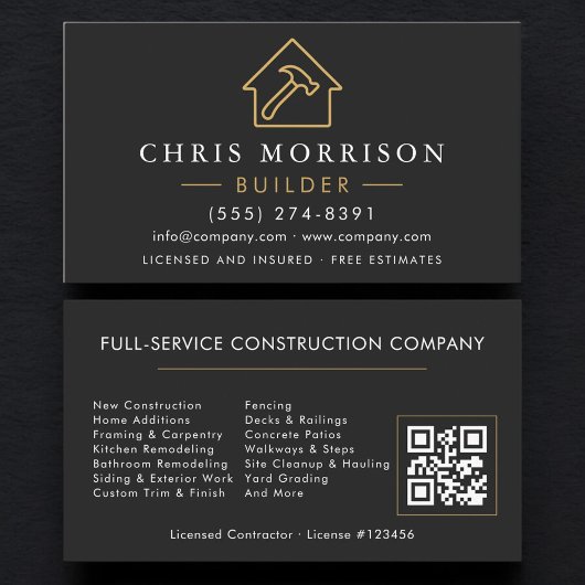 QR-Code-Konstruktions-Builder Schwarz Gold Visitenkarte
