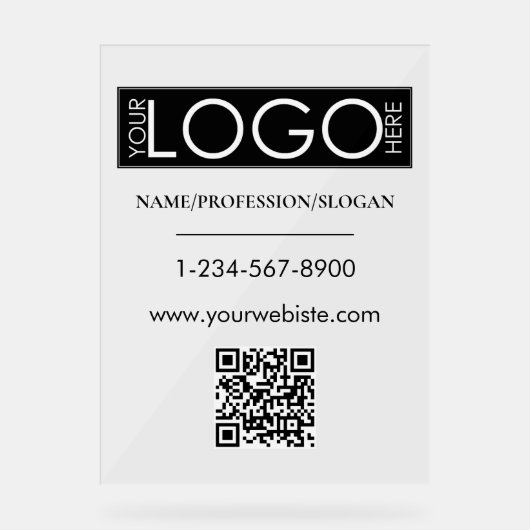 QR-Code-Kontaktinformation für das Logo von Black  Acrylschild (Vorderseite)