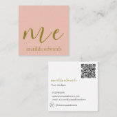 QR Code Kosmetik Elegant Modernes, einzigartiges R Quadratische Visitenkarte (Vorne/Hinten)