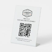 QR-Code Kostenloses WiFi-Business-Logo Minimalisti Sockelschild (Vorderseite)