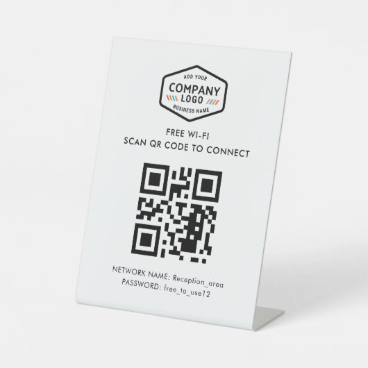 QR-Code Kostenloses WiFi-Business-Logo Minimalisti Sockelschild (Vorderseite)