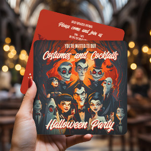 QR-Code-Kostüme-Cocktails-Halloween-Einladung Einladung