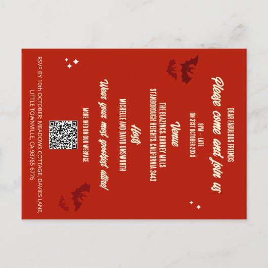 QR Code Kostüme Cocktails Haushalt Halloween Einla Postkarte (Rückseite)